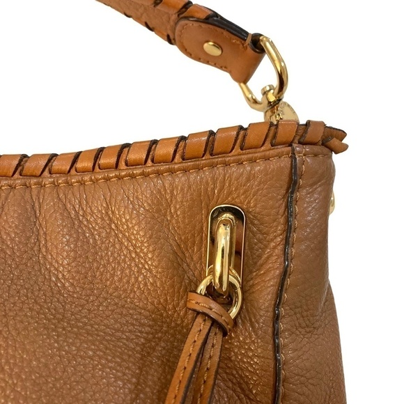 MICHAEL MICHAEL KORS Pebbled Leather Hobo Bag Caramel Brown Buttery Soft - Picture 4 of 11